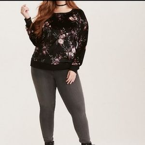 Torrid Velvet Floral Print Sweatshirt